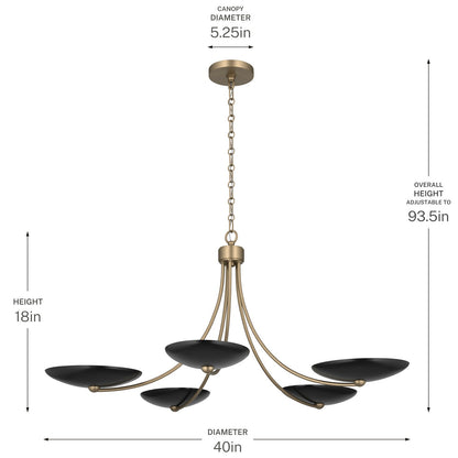 KICHLER 52856CPZBK Palmela Five Light Chandelier