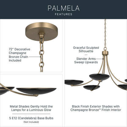 KICHLER 52856CPZBK Palmela Five Light Chandelier