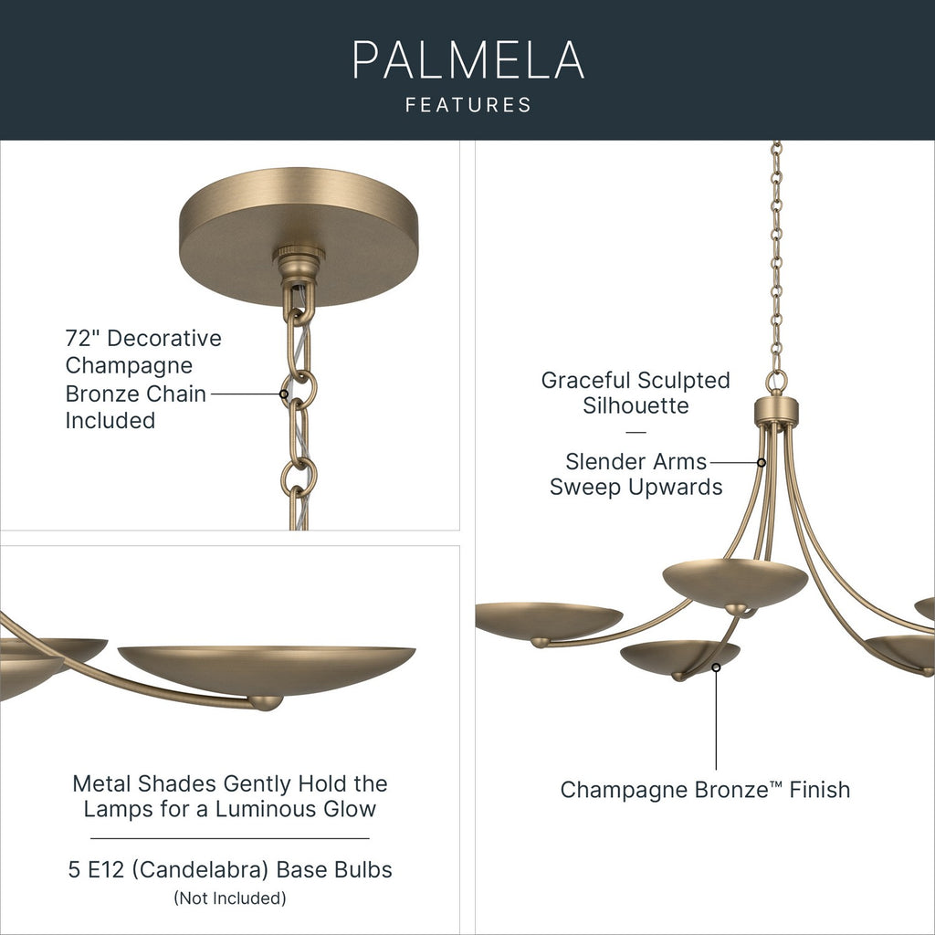 KICHLER 52856CPZ Palmela Five Light Chandelier