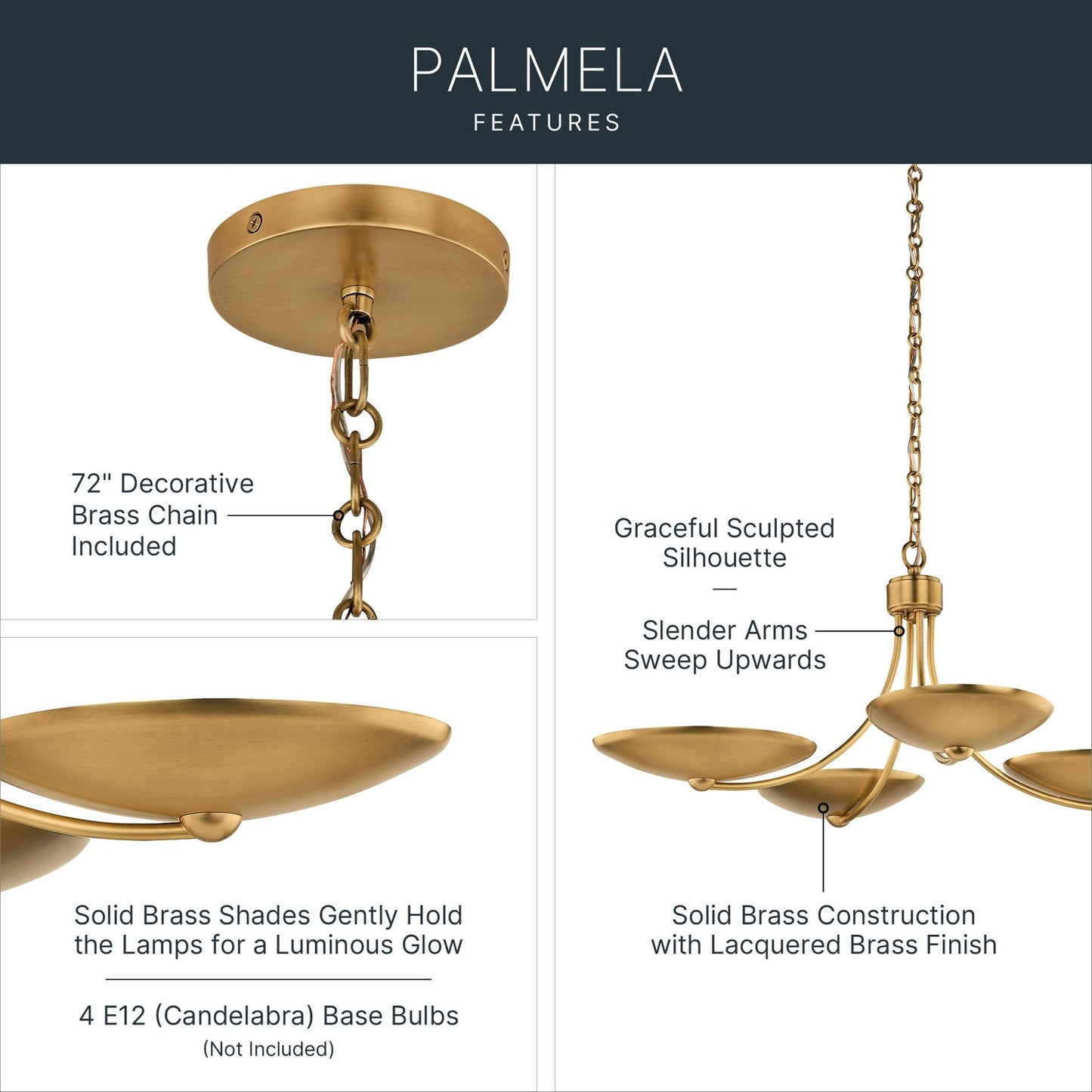 KICHLER 52854LBR Palmela Four Light Chandelier/Semi Flush