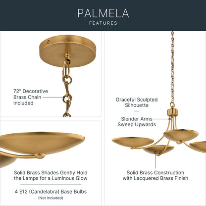 KICHLER 52854LBR Palmela Four Light Chandelier/Semi Flush