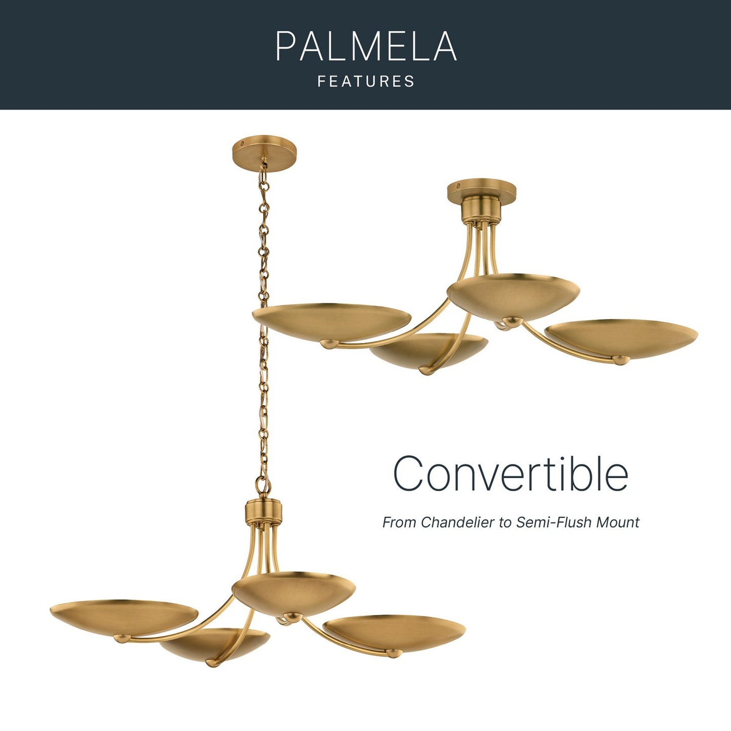 KICHLER 52854LBR Palmela Four Light Chandelier/Semi Flush