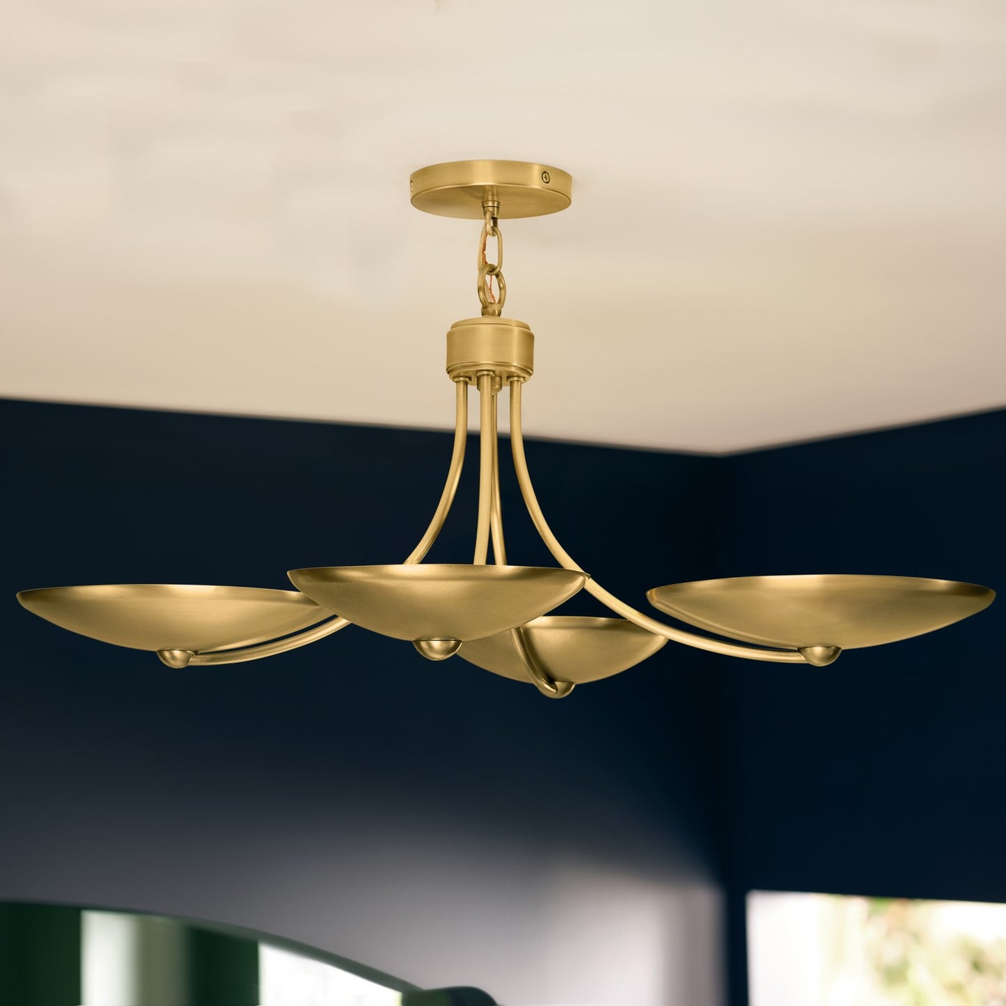 KICHLER 52854LBR Palmela Four Light Chandelier/Semi Flush