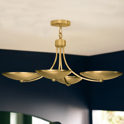 KICHLER 52854LBR Palmela Four Light Chandelier/Semi Flush