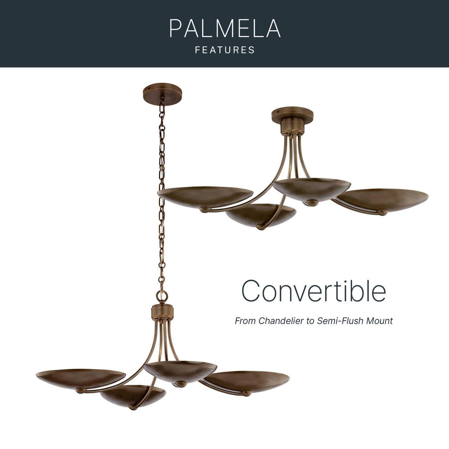 KICHLER 52854LBRLBZ Palmela Four Light Chandelier/Semi Flush