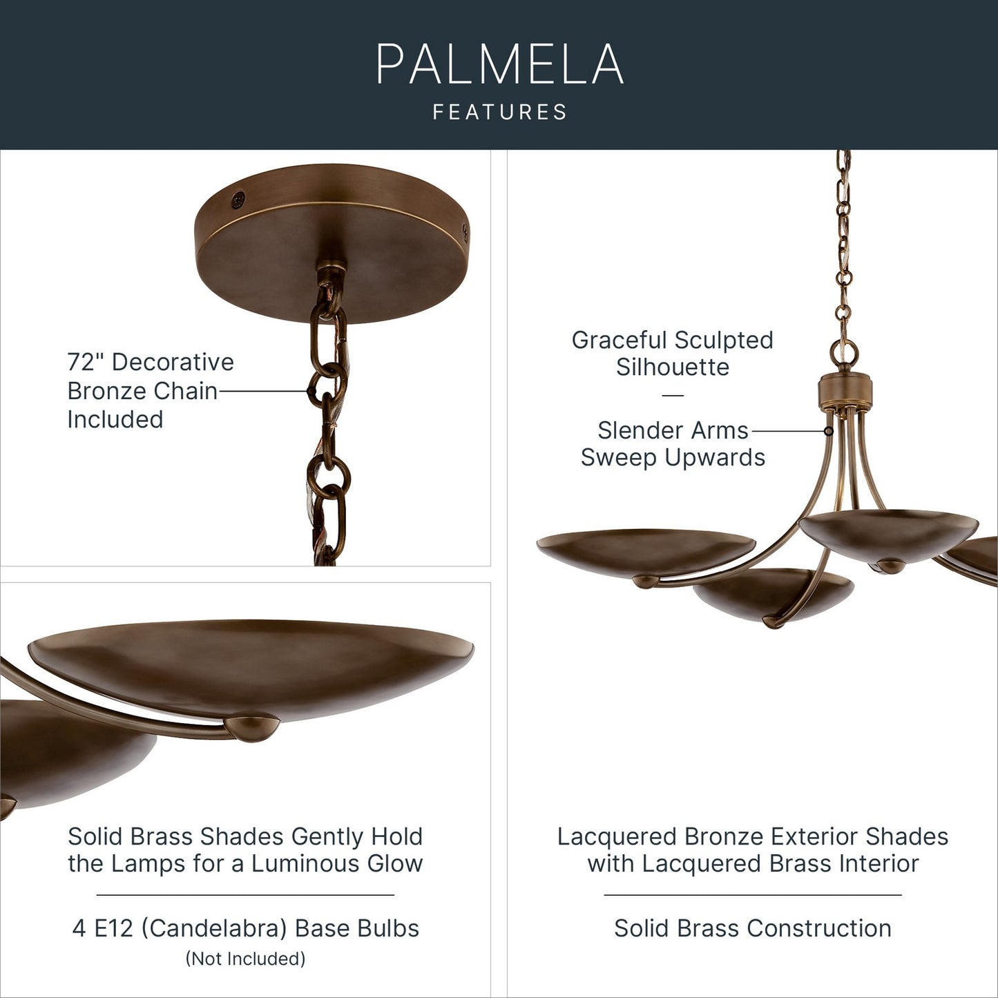 KICHLER 52854LBRLBZ Palmela Four Light Chandelier/Semi Flush