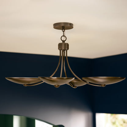 KICHLER 52854LBRLBZ Palmela Four Light Chandelier/Semi Flush