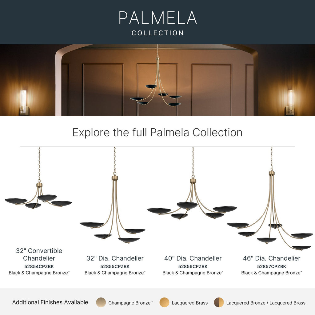 KICHLER 52854CPZBK Palmela Four Light Chandelier/Semi Flush