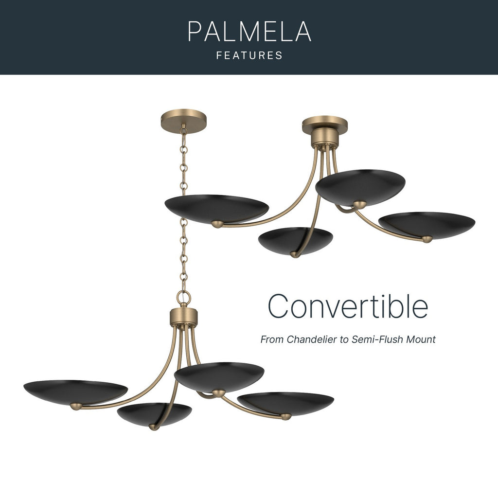 KICHLER 52854CPZBK Palmela Four Light Chandelier/Semi Flush