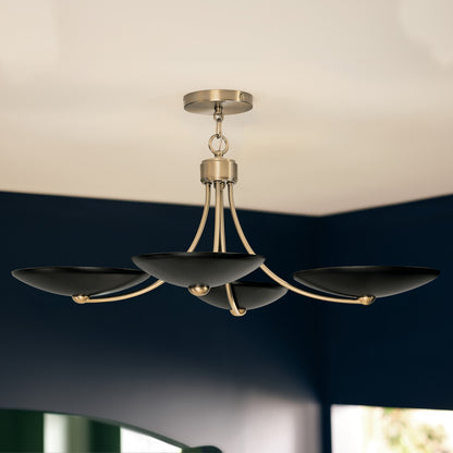 KICHLER 52854CPZBK Palmela Four Light Chandelier/Semi Flush