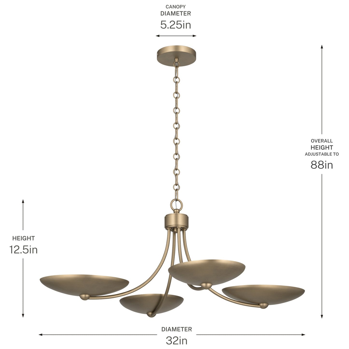 KICHLER 52854CPZ Palmela Four Light Chandelier/Semi Flush