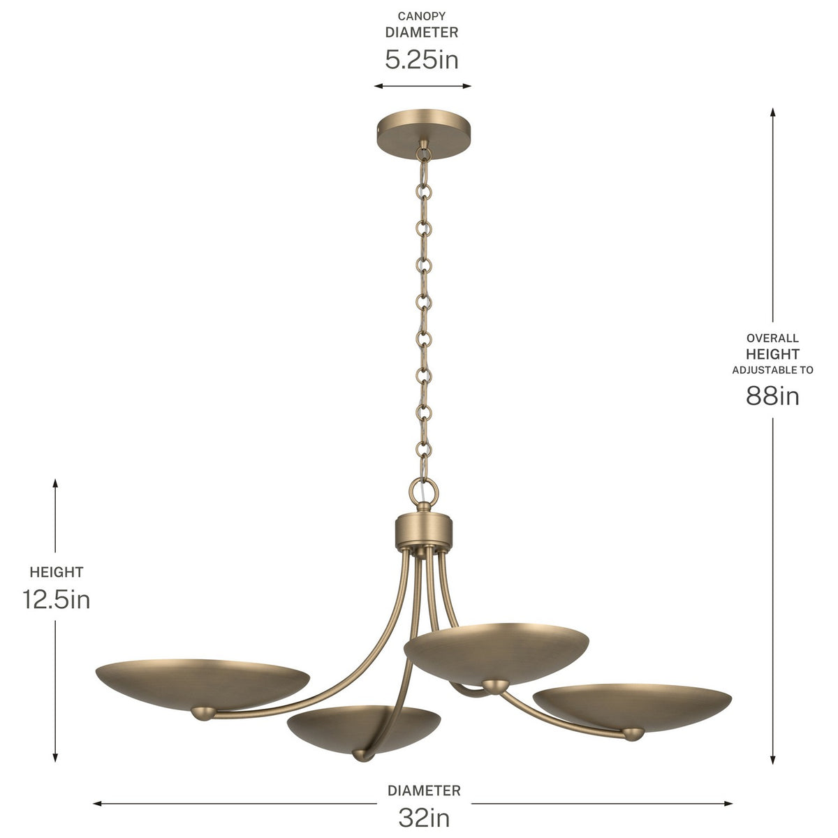 KICHLER 52854CPZ Palmela Four Light Chandelier/Semi Flush
