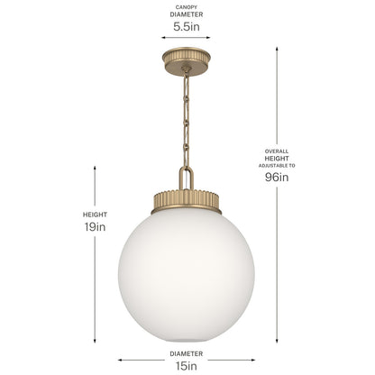 KICHLER 52867CPZ Andorra One Light Pendant