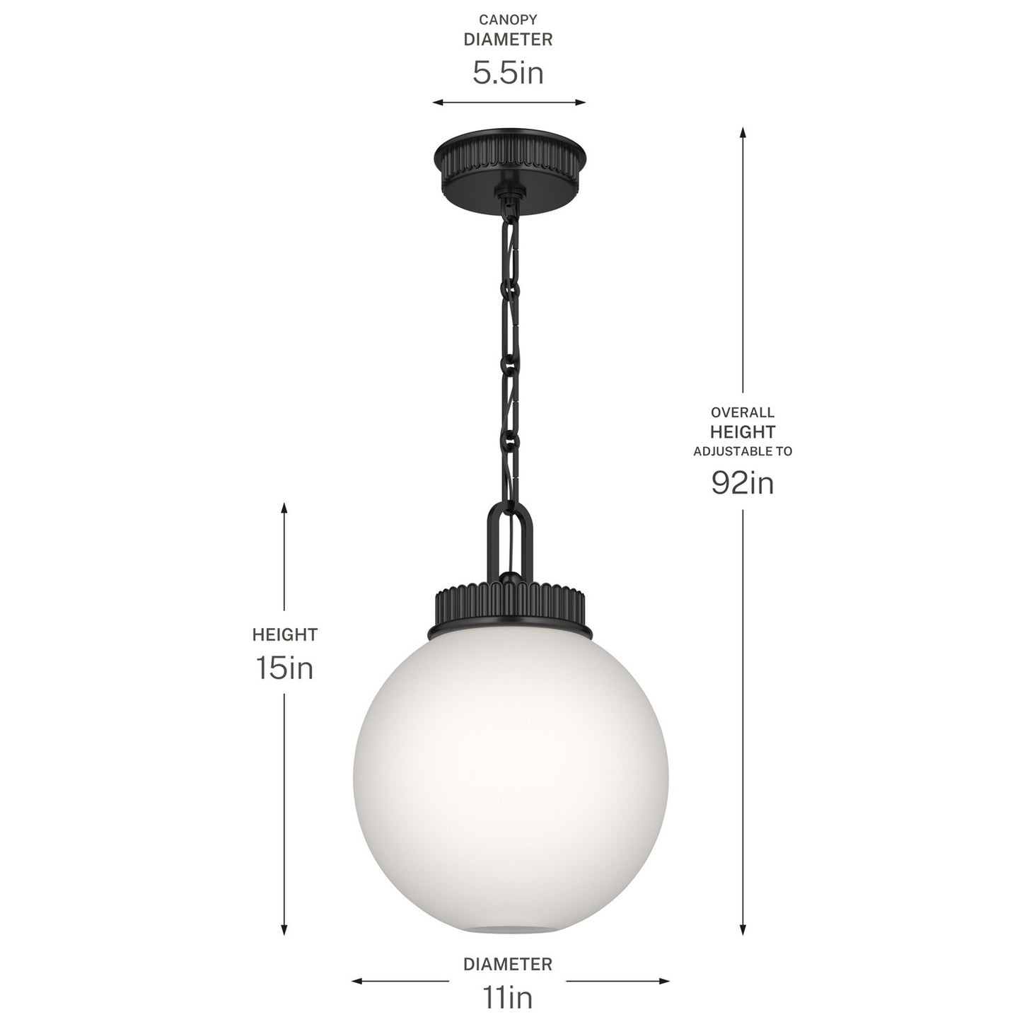 KICHLER 52866BK Andorra One Light Pendant