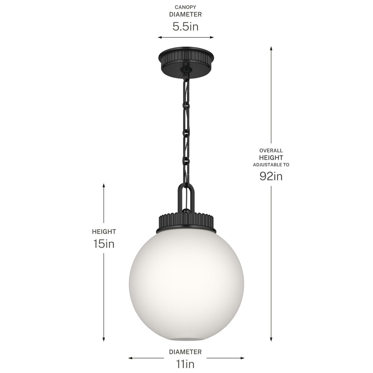 KICHLER 52866BK Andorra One Light Pendant