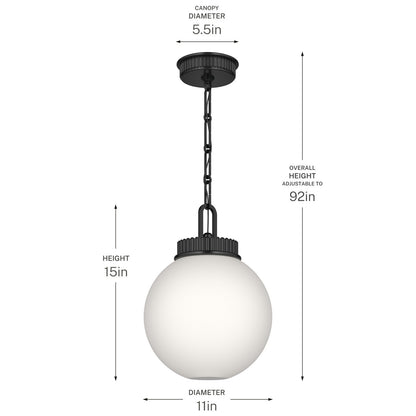KICHLER 52866BK Andorra One Light Pendant