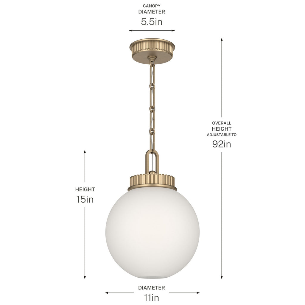 KICHLER 52866CPZ Andorra One Light Pendant