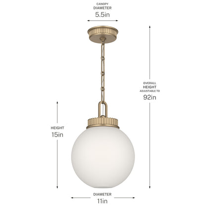 KICHLER 52866CPZ Andorra One Light Pendant
