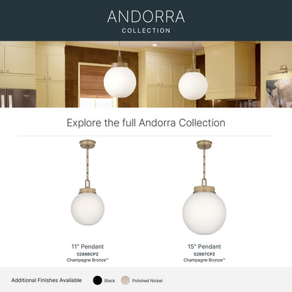 KICHLER 52866CPZ Andorra One Light Pendant