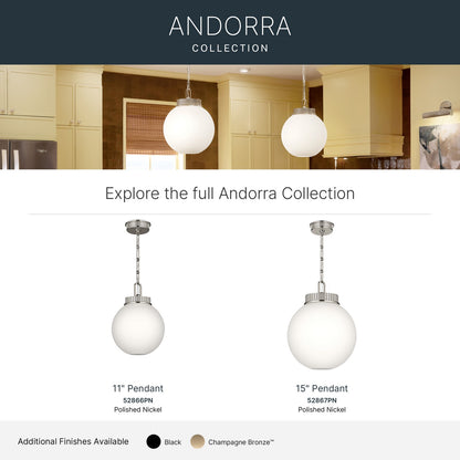 KICHLER 52866PN Andorra One Light Pendant