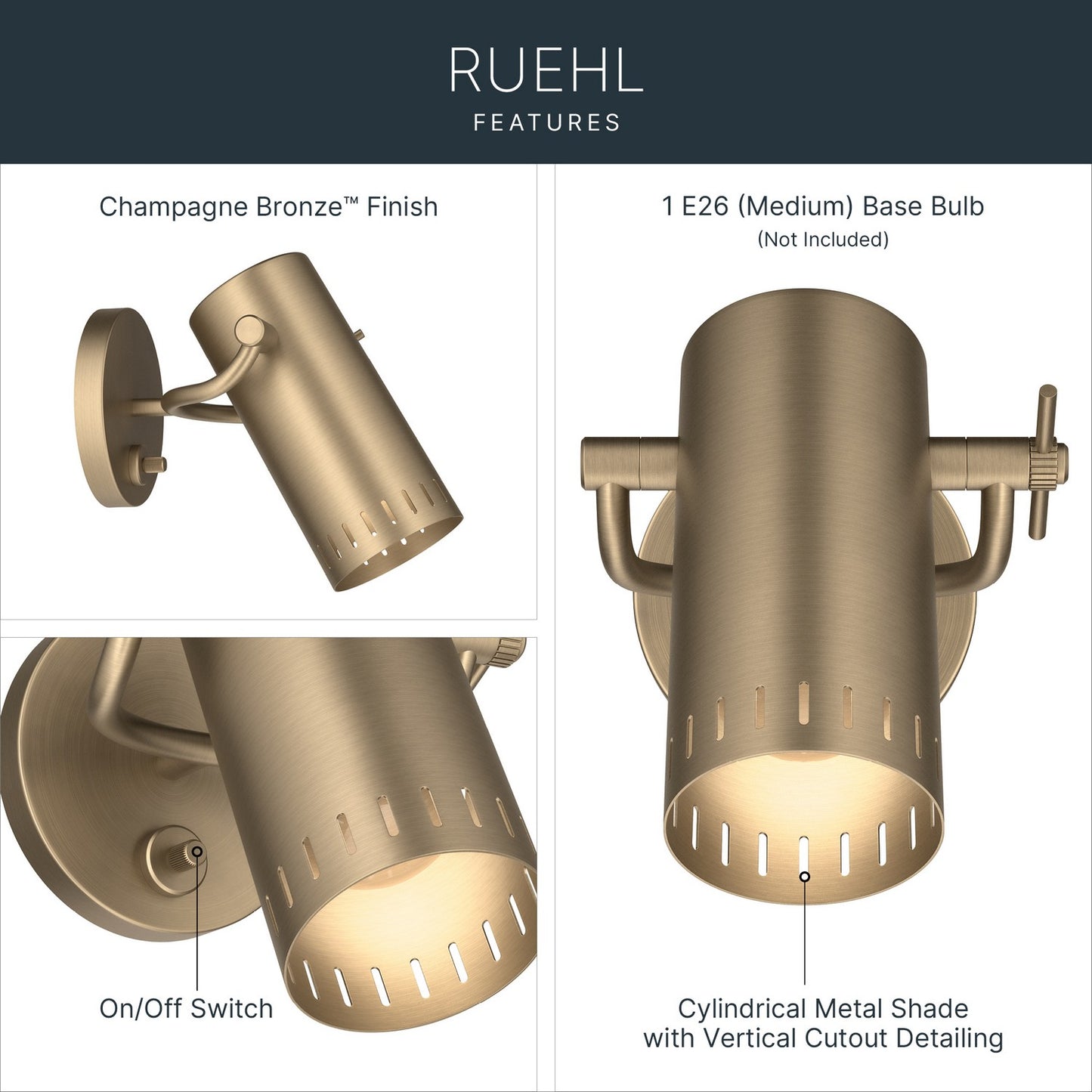 KICHLER 52840CPZ Rhuel One Light Wall Sconce