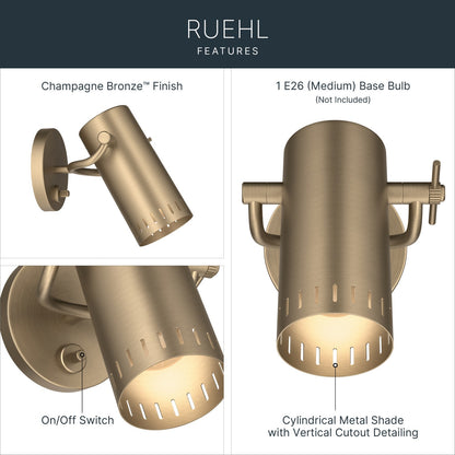 KICHLER 52840CPZ Rhuel One Light Wall Sconce