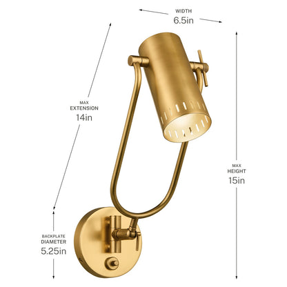 KICHLER 52841LBR Rhuel One Light Wall Sconce
