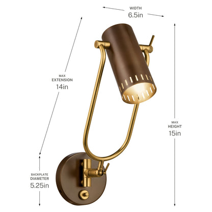 KICHLER 52841LBZ Rhuel One Light Wall Sconce