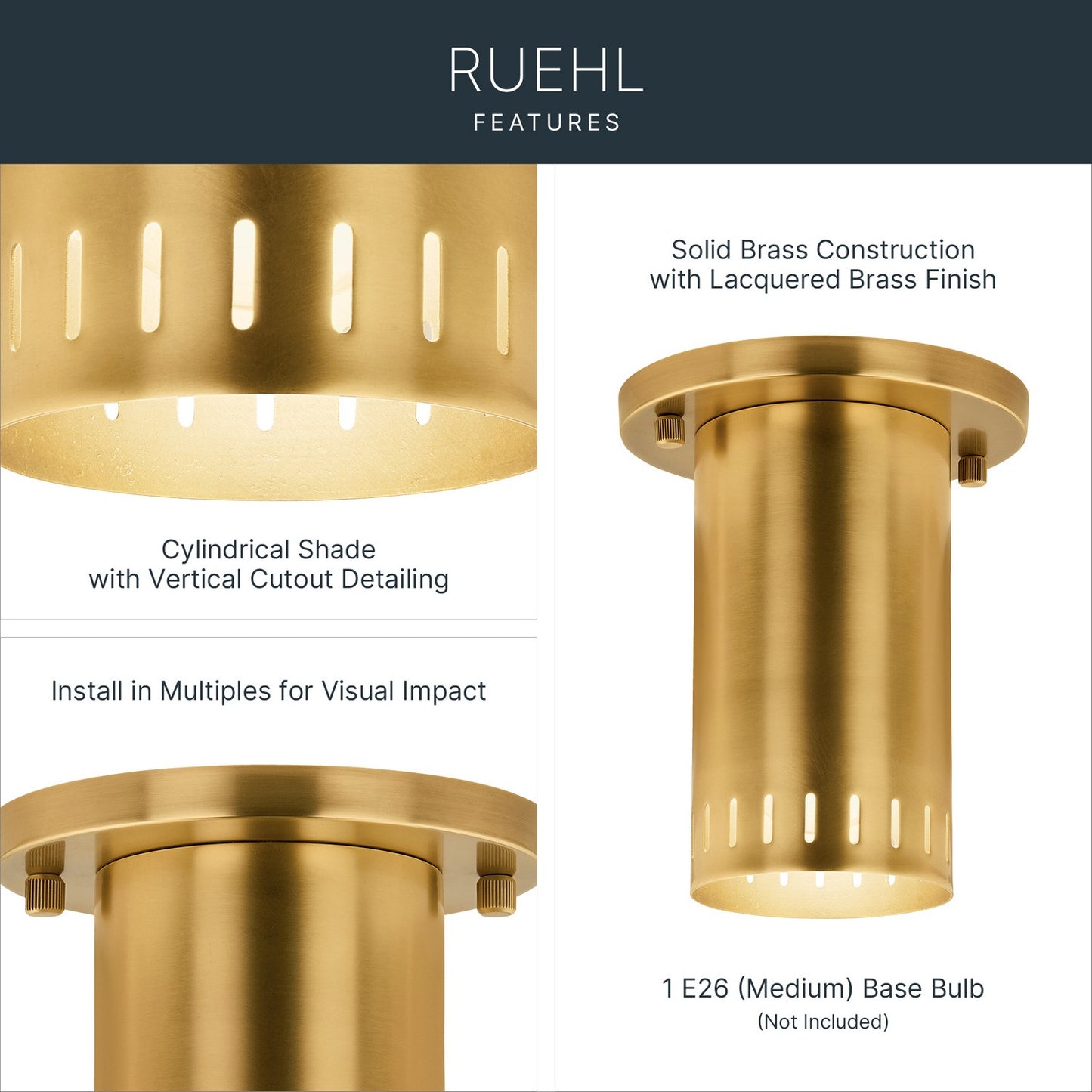 KICHLER 52842LBR Rhuel One Light Flush Mount