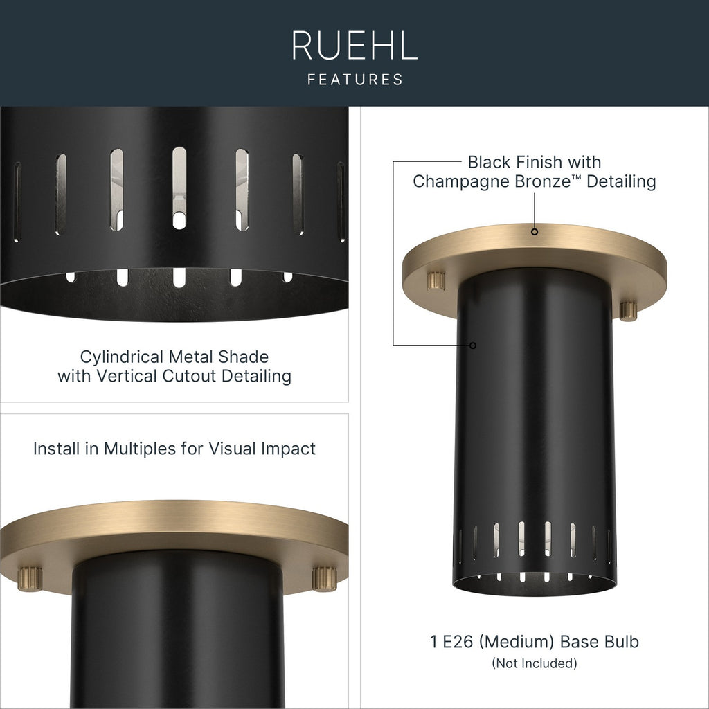 KICHLER 52842BK Rhuel One Light Flush Mount