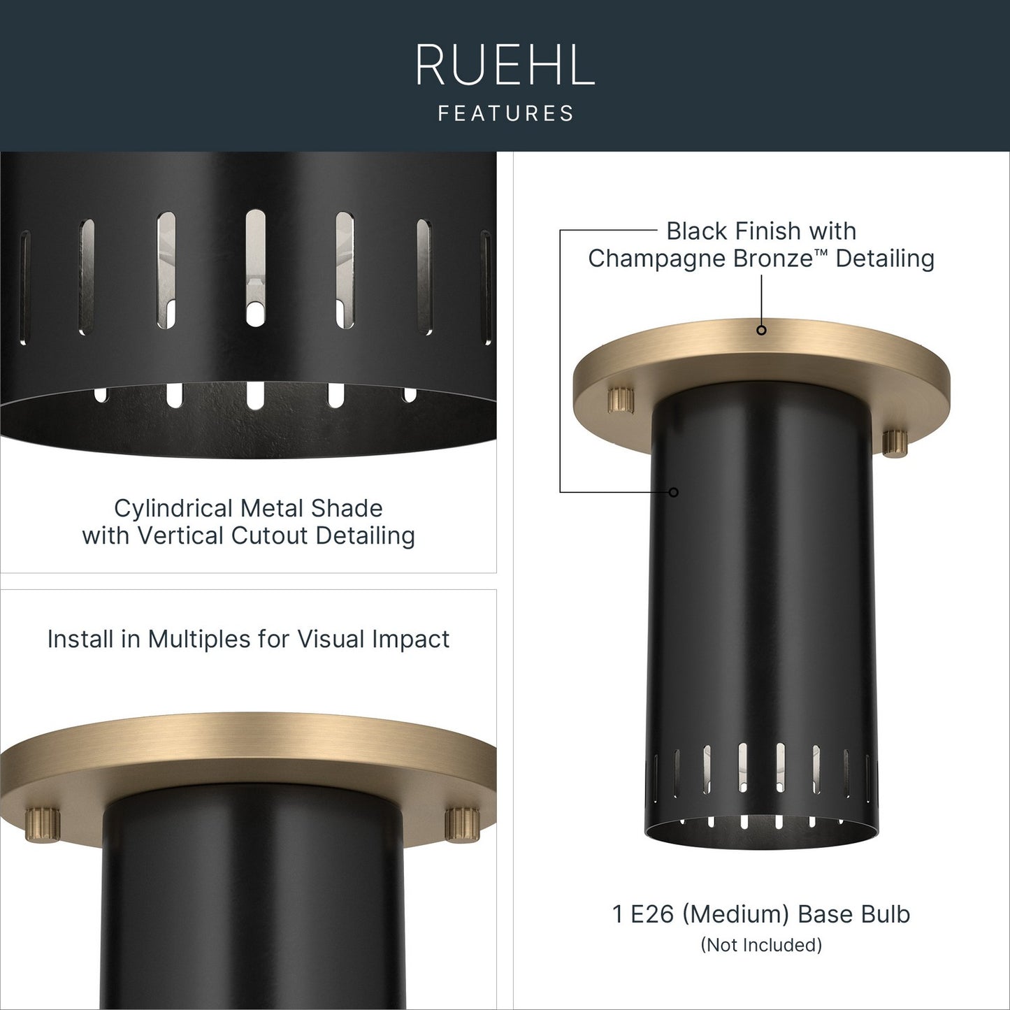 KICHLER 52842BK Rhuel One Light Flush Mount