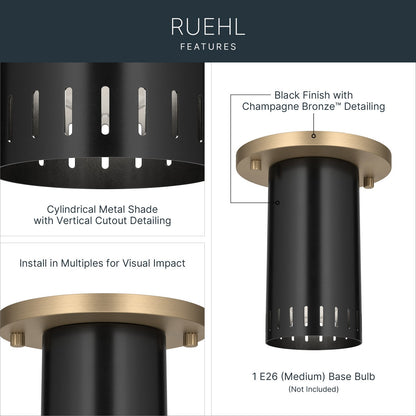 KICHLER 52842BK Rhuel One Light Flush Mount