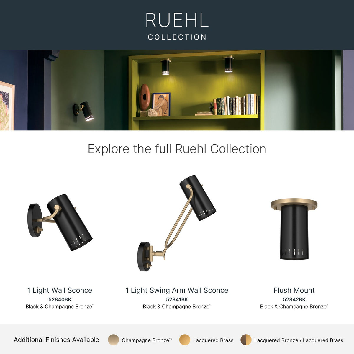 KICHLER 52842BK Rhuel One Light Flush Mount