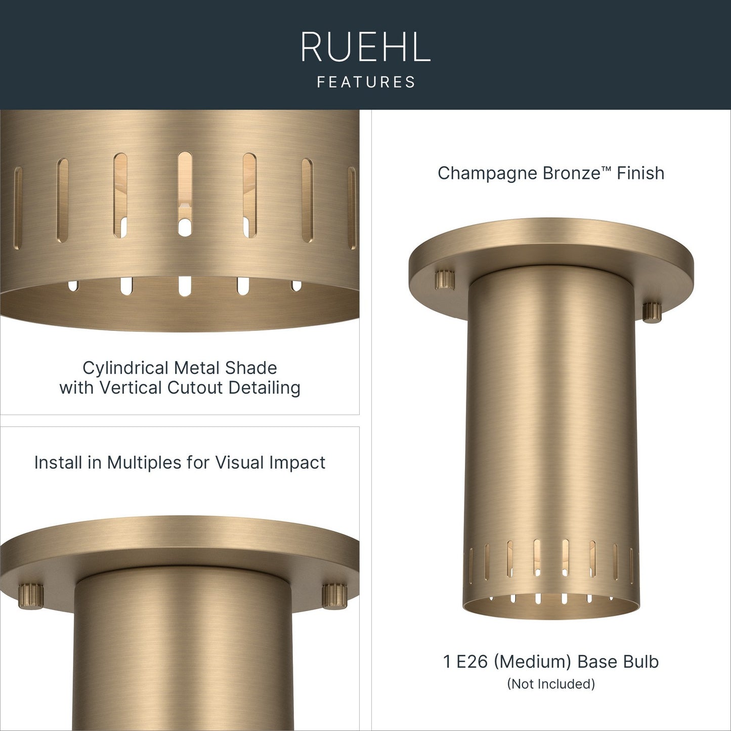 KICHLER 52842CPZ Rhuel One Light Flush Mount