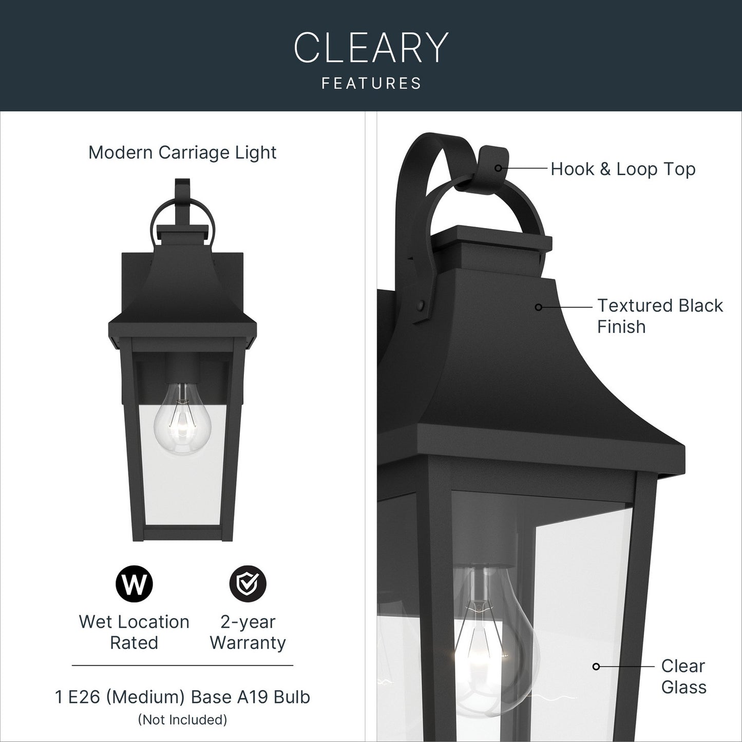 KICHLER 59193BKT Cleary One Light Outdoor Wall Mount