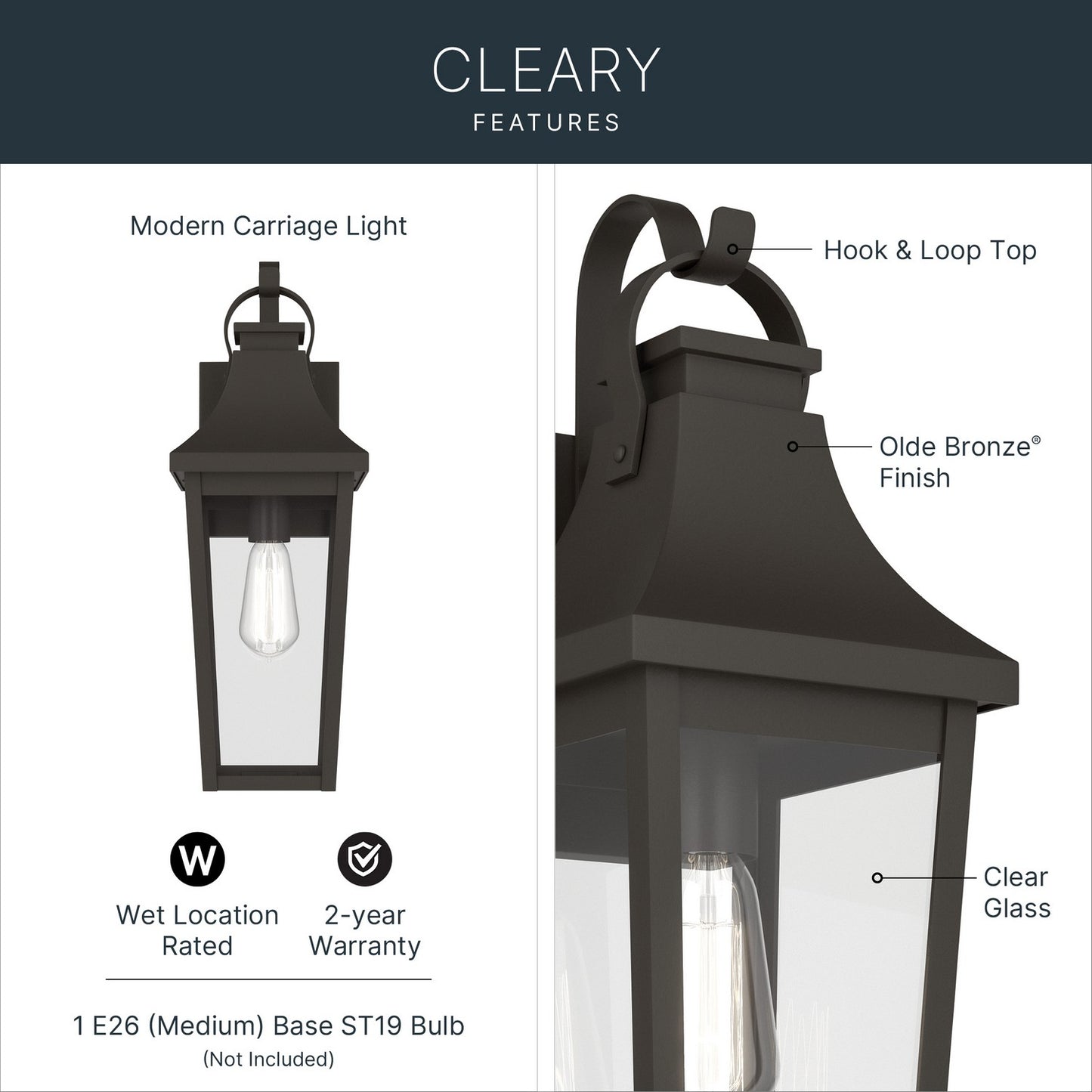 KICHLER 59194OZ Cleary One Light Outdoor Wall Mount
