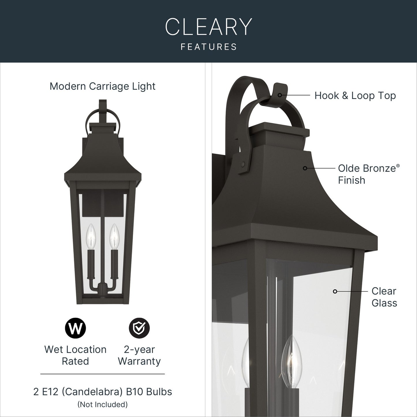 KICHLER 59195OZ Cleary Two Light Outdoor Wall Mount