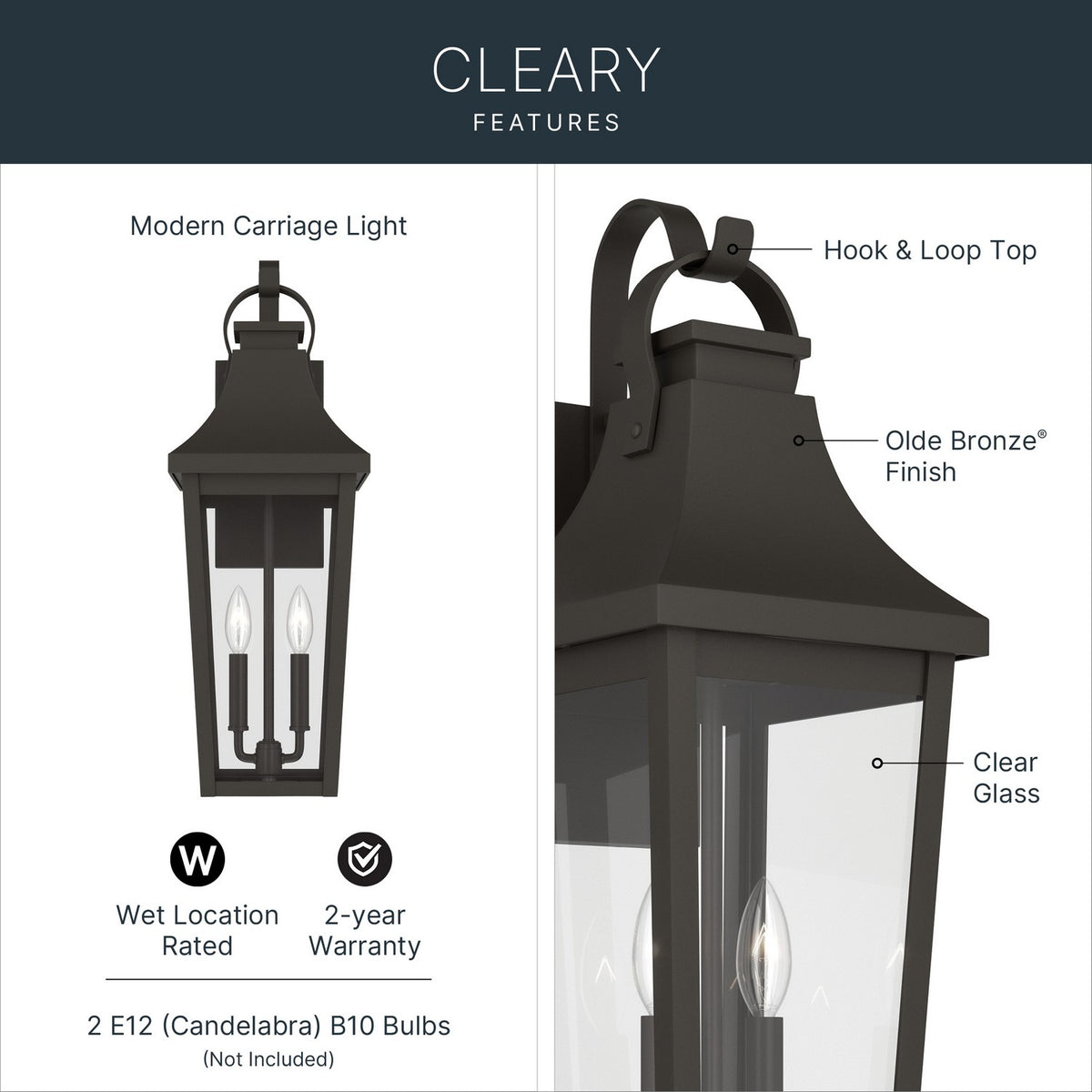 KICHLER 59195OZ Cleary Two Light Outdoor Wall Mount