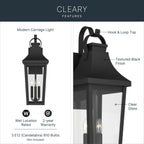KICHLER 59196BKT Cleary Three Light Outdoor Wall Mount