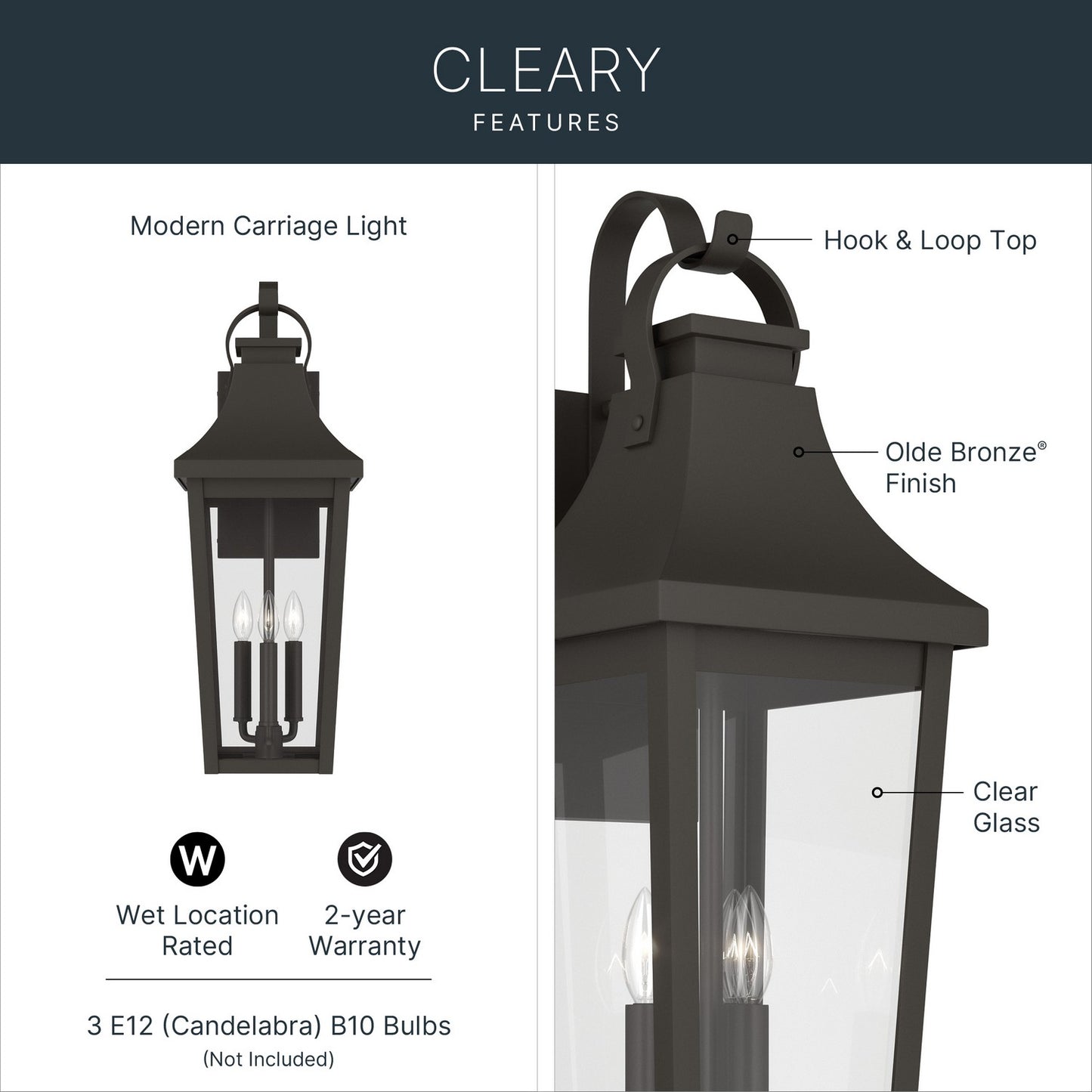 KICHLER 59196OZ Cleary Three Light Outdoor Wall Mount