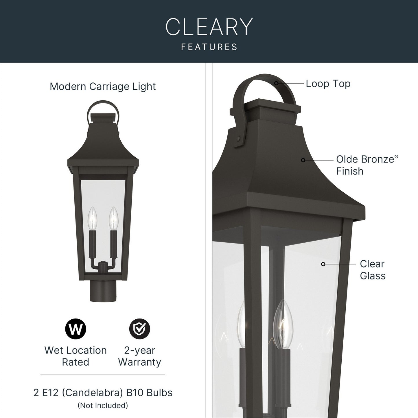 KICHLER 59197OZ Cleary Two Light Outdoor Post Mount