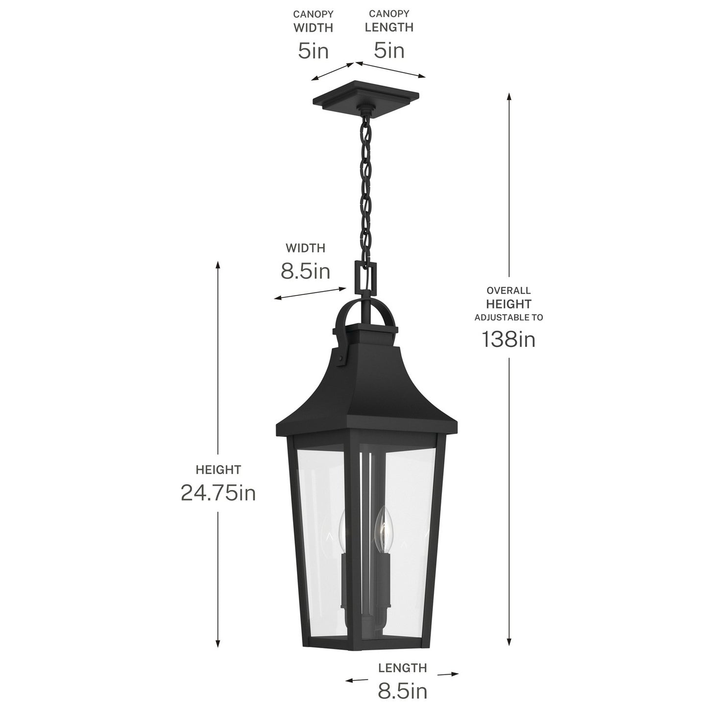 KICHLER 59198BKT Cleary Two Light Outdoor Pendant