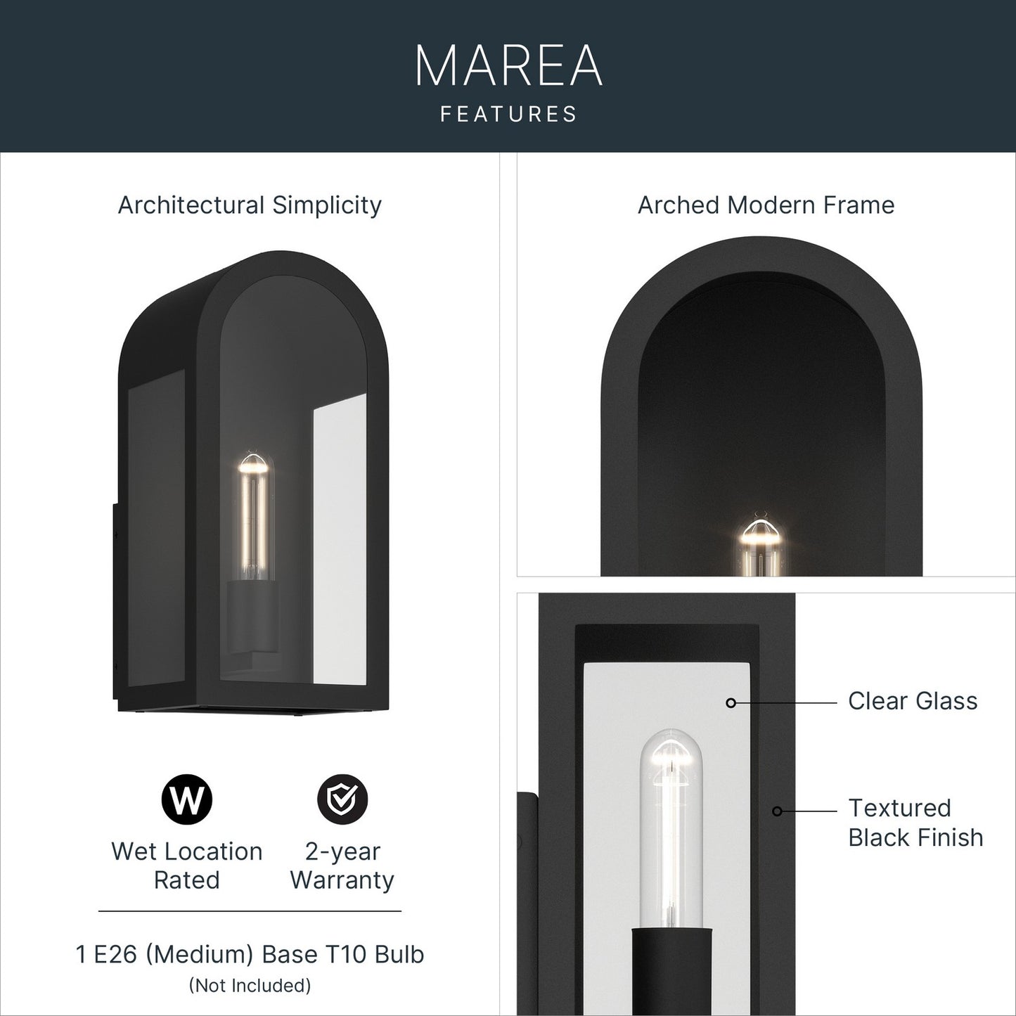 KICHLER 59200BKT Marea One Light Outdoor Wall Mount