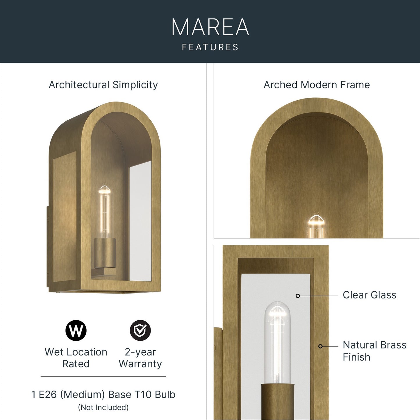 KICHLER 59200NBR Marea One Light Outdoor Wall Mount