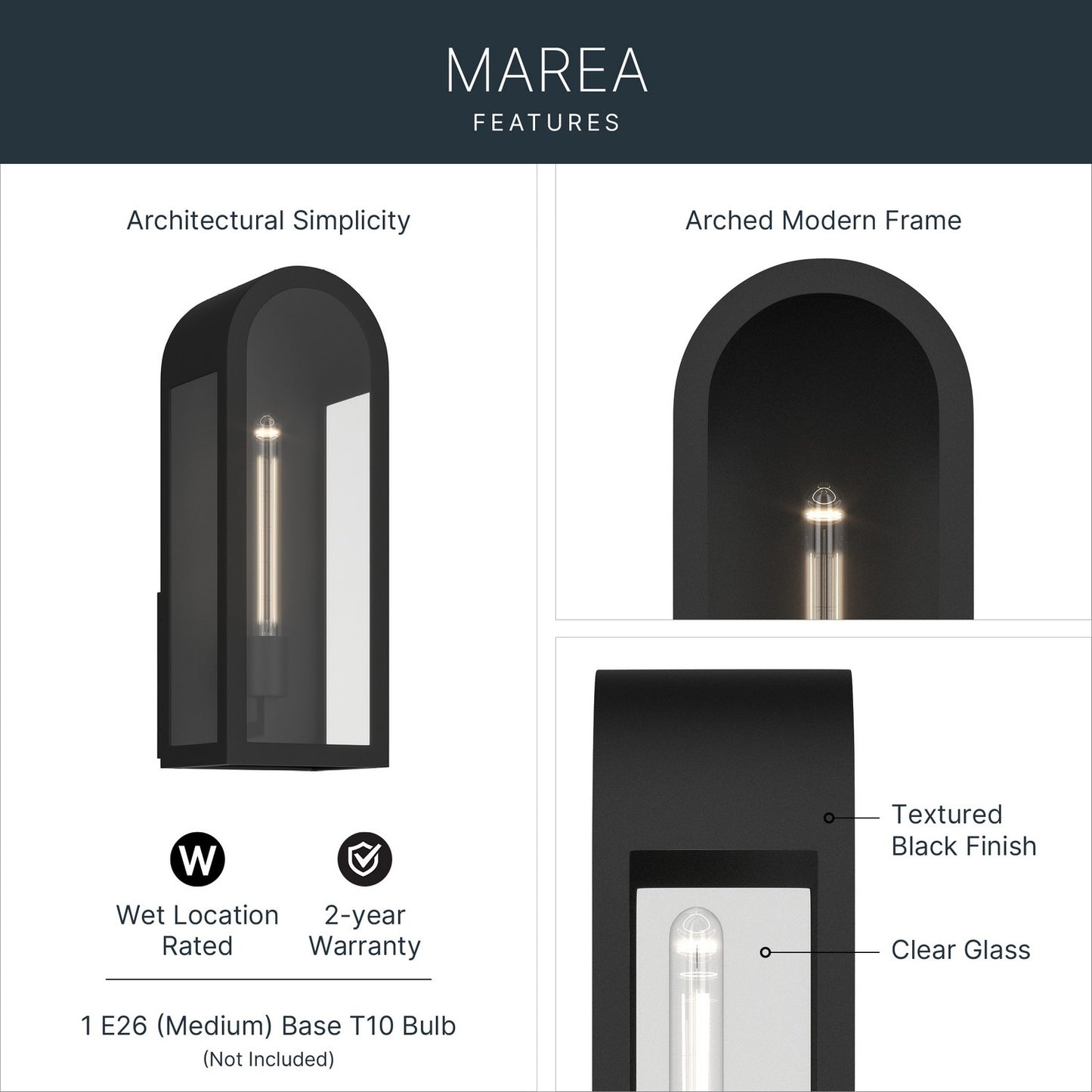 KICHLER 59201BKT Marea One Light Outdoor Wall Mount