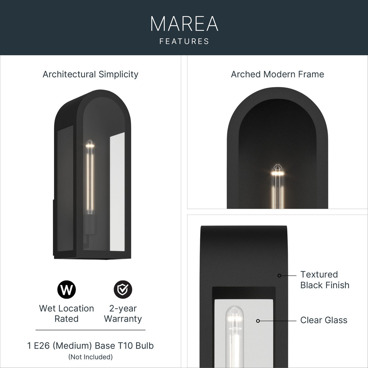 KICHLER 59201BKT Marea One Light Outdoor Wall Mount