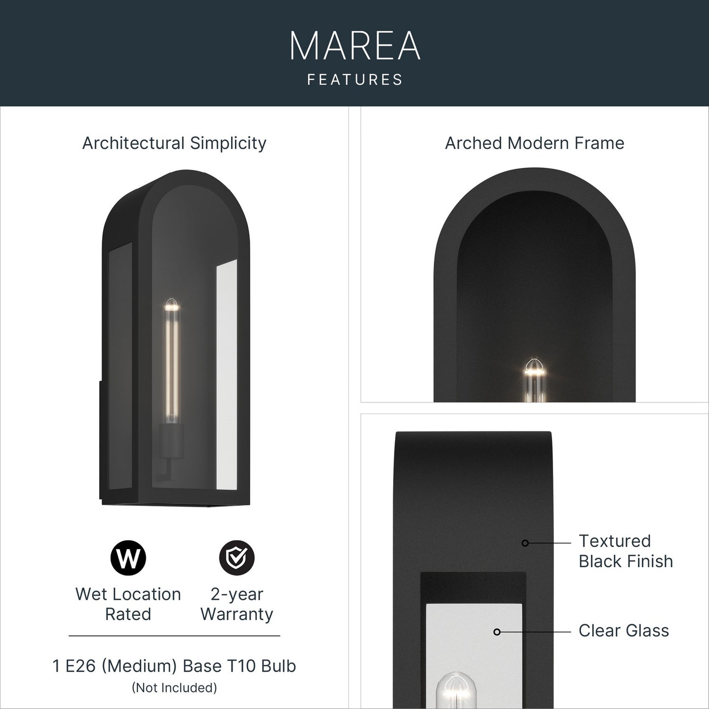 KICHLER 59202BKT Marea One Light Outdoor Wall Mount