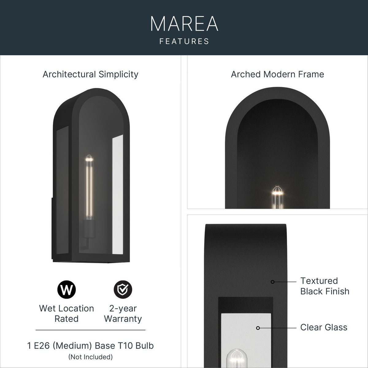KICHLER 59202BKT Marea One Light Outdoor Wall Mount