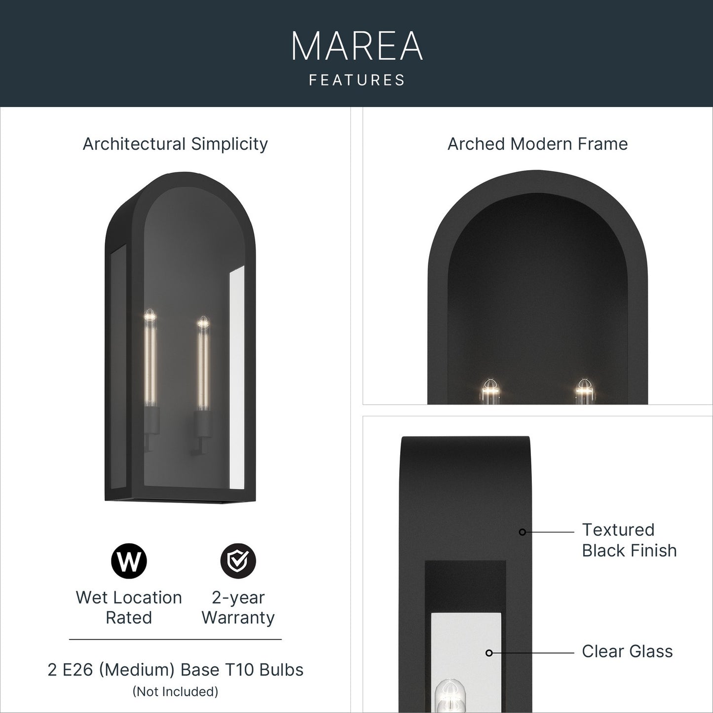 KICHLER 59203BKT Marea Two Light Outdoor Wall Mount