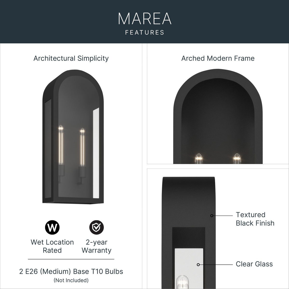 KICHLER 59203BKT Marea Two Light Outdoor Wall Mount